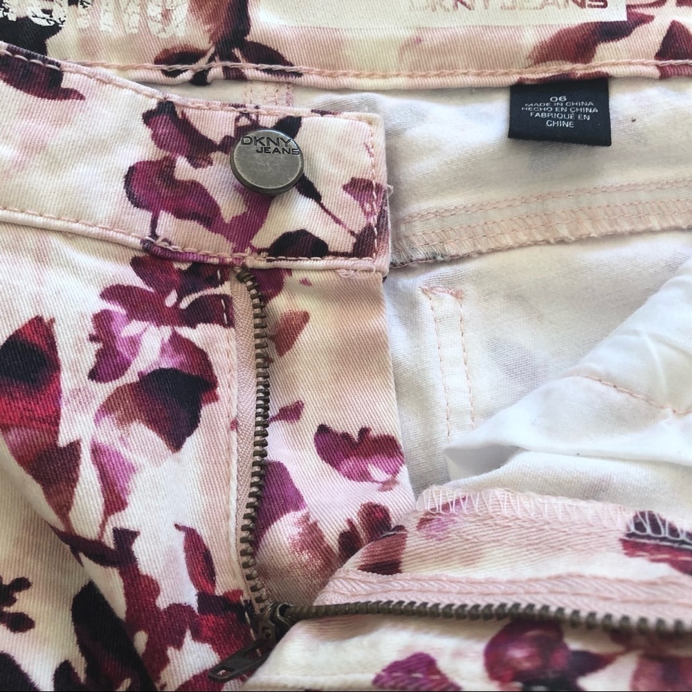 DKNY JEGGINGS/ pink burgundy floral/ just like pants/ Size 6 - Picture 8 of 13